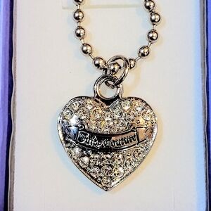 JUICY COUTURE SILVER HEART CHARM WITH RHINESTONES HANGBAG CHARM / KEYCHAIN